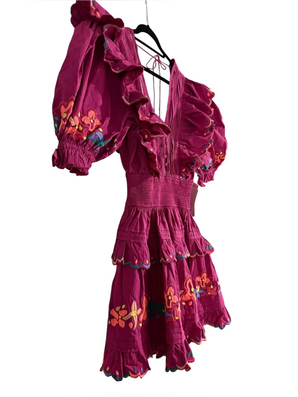 NWT ALIVIA Penny Embroidered Mini Dress in Magenta Size Small - Picture 4 of 9
